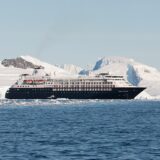 The cruise ship Silver Cloud in Wilhelmina Bay, Antartica